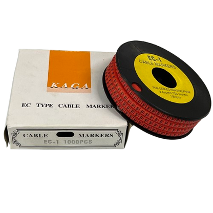 Grippes 1000pcs Cable Marker Red - F on a spool in a white box for organized cable management