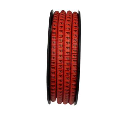 1000pcs Cable Marker Red - F on a spool, ideal for organizing cables effectively