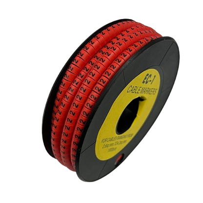 Grippes spool of 2 Cable Marker Red printed number 2 wire ID tape for cable management