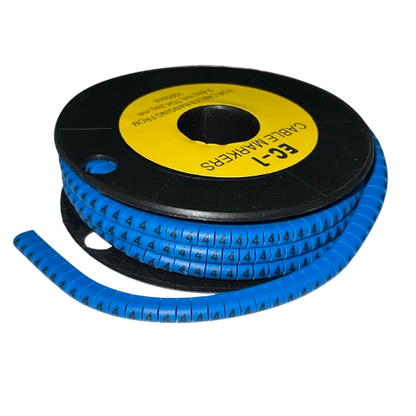 4 Cable Marker Blue spool of numbered cable markers for cable management made in China