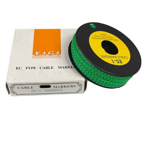 Grippes 4 Cable Marker Green spool of printed cable markers with white box packaging for cable management