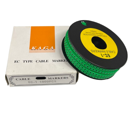 Grippes 4 Cable Marker Green spool of printed cable markers with white box packaging for cable management
