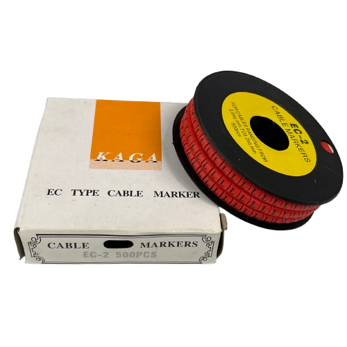 Grippes EC Type 500pcs Cable Marker - L Red on a display with original packaging