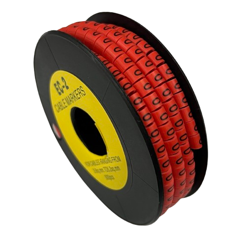 500pcs Cable Marker Red - 0 on a spool for organized and efficient cable management