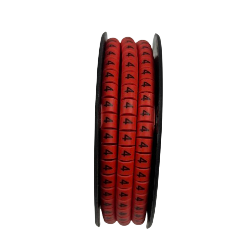 500pcs Cable Marker Red - 4 organized in a reel for efficient cable management and labeling
