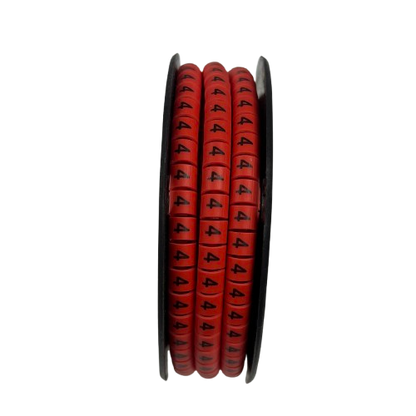 500pcs Cable Marker Red - 4 organized in a reel for efficient cable management and labeling