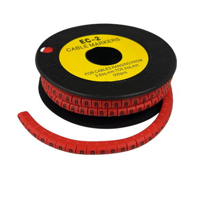 500pcs Cable Marker Red - 8 on a black spool for effective cable management and organization