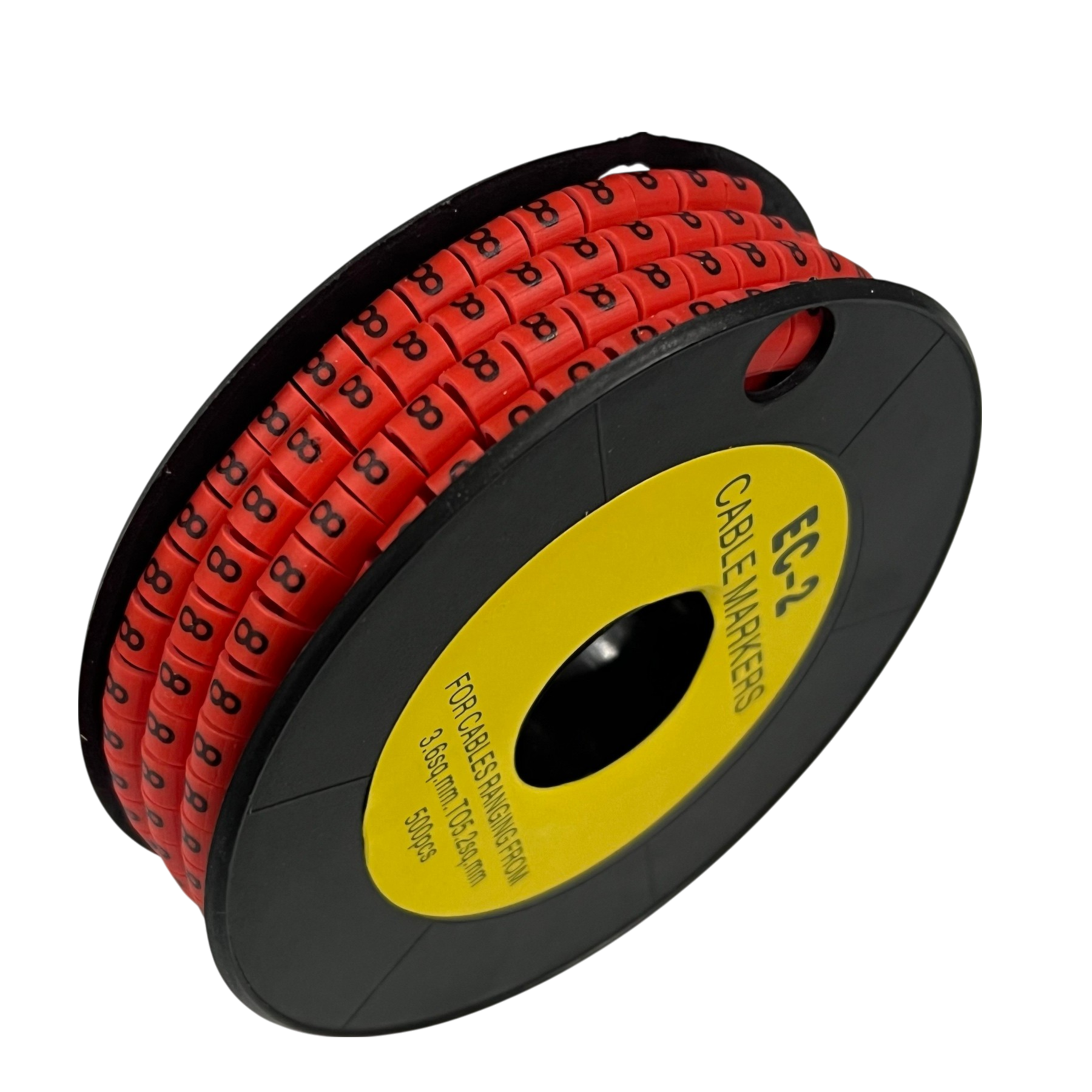 500pcs Cable Marker Red - 8 on a spool for organized cable management and labeling