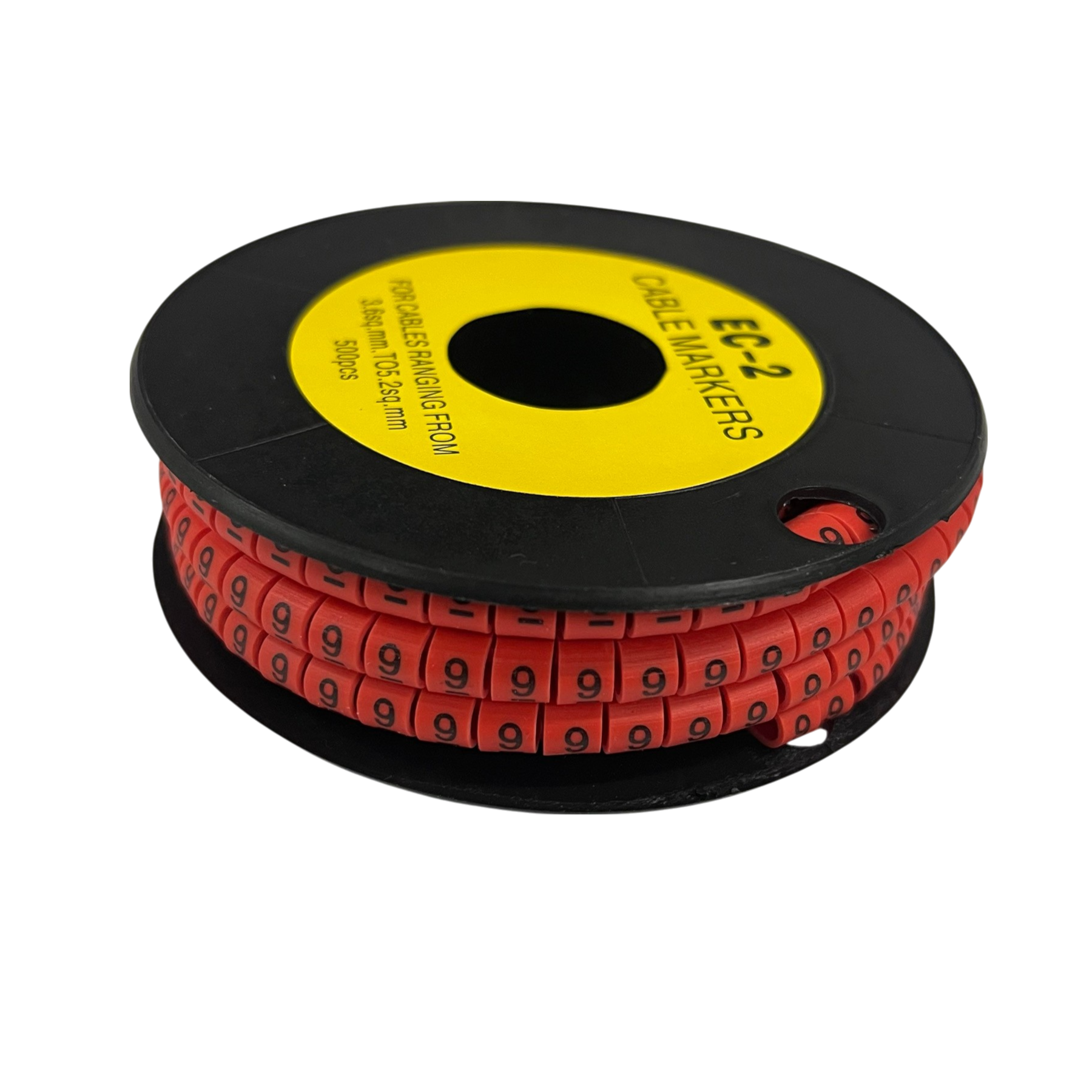 500pcs Cable Marker Red - 9 on a spool, ideal for organizing and labeling cables efficiently