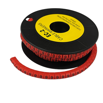 500pcs Cable Marker Red - 9 on a spool for organized cable management and easy identification