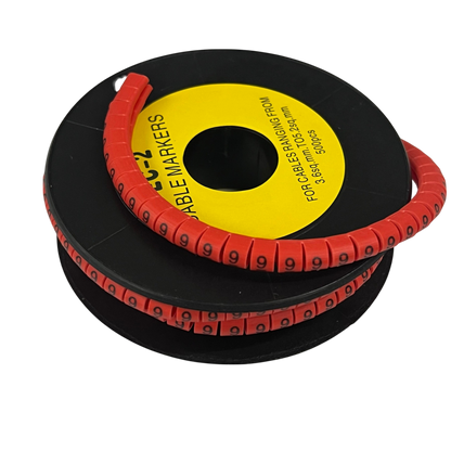 500pcs Cable Marker Red - 9 on a spool for effective cable management and organization
