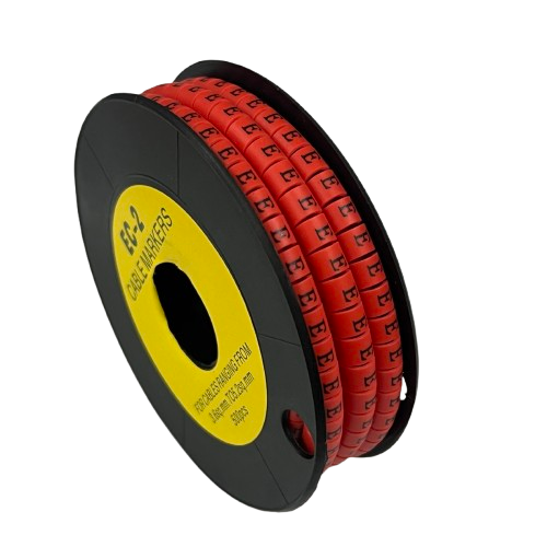500pcs Cable Marker Red - E on a spool for organized cable management and labeling