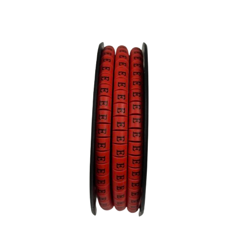 500pcs Cable Marker Red - E on a spool, designed for organized cable management