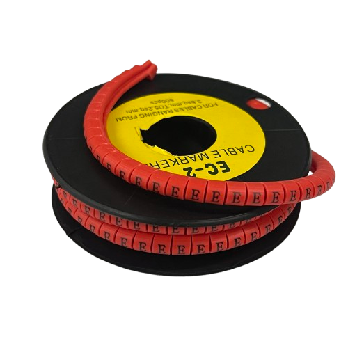 500pcs Cable Marker Red - E on a spool for organized cable management solutions