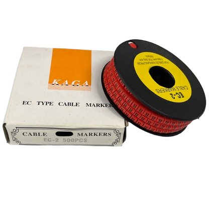 500pcs Cable Marker Red - H on a spool with a white box for organized cable management