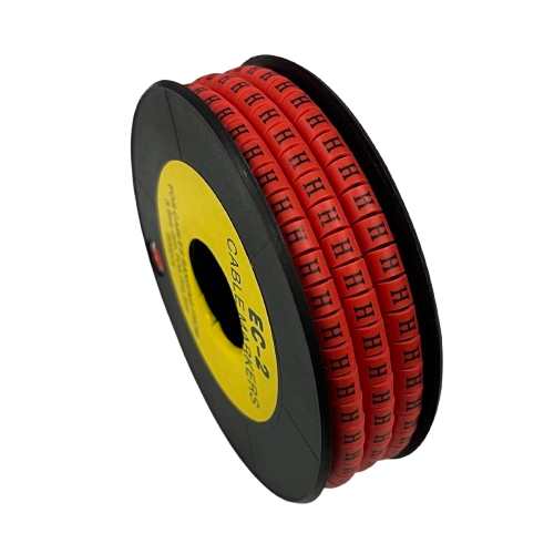 500pcs Cable Marker Red - H on a spool, ideal for organized cable management and labeling
