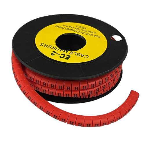 500pcs Cable Marker Red - H on a spool for organized cable management and identification
