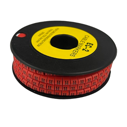 500pcs Cable Marker Red - H on a spool for organizing and identifying cables easily