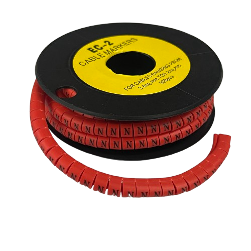 500pcs Cable Marker Red - N on a spool for efficient cable organization and identification