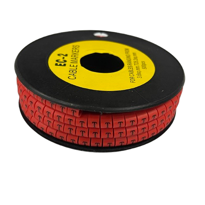 Grippes 500pcs Cable Marker Red - T on a spool, ideal for organizing and labeling cables