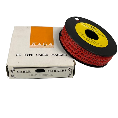 Grippes 500pcs Cable Marker Red - W on a spool with packaging for effective cable organization
