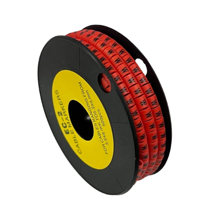 500pcs Cable Marker Red - W on a spool for easy identification and organization of cables