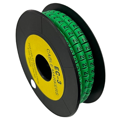 Spool of Cable Marker 2 Green numbered cable markers on a reel for wiring identification and cable management