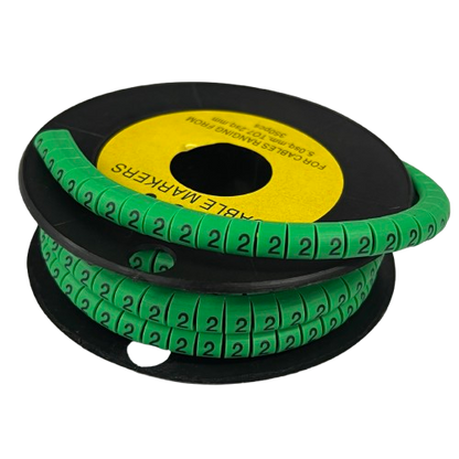 Spool of Cable Marker 2 Green numbered wire labels for cable management and easy circuit identification