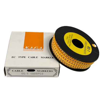 Cable Marker 3 Yellow spool of numeric cable markers on black reel with KAGA box EC 1 1000pcs from China