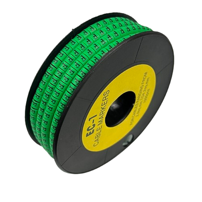 Grippes spool of green cable markers Cable "F" Marker EC-1 Green 2.6mm to 4.2mm for wire identification