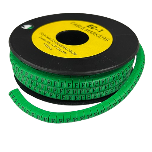 Grippes green spool of Cable "F" Marker EC-1 Green 2.6mm to 4.2mm segmented cable ID rings for small wires