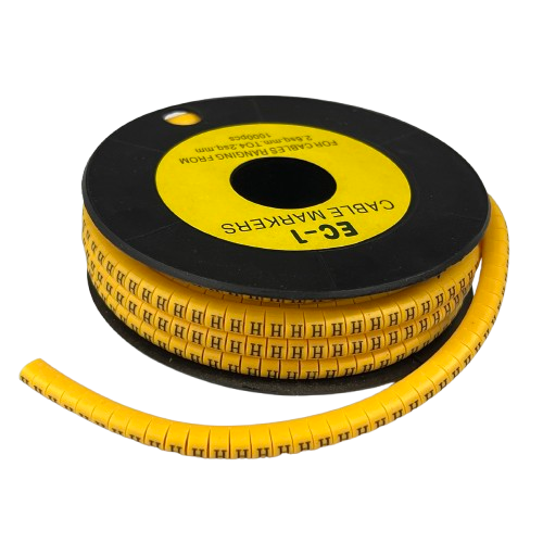Spool of yellow Cable "H" Marker 2.6mm to 4.2mm for cable identification and organization