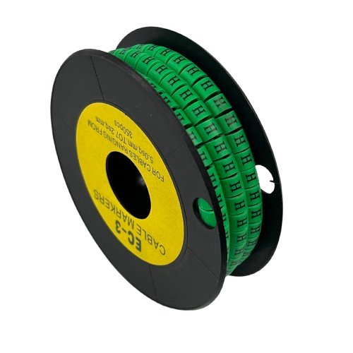 Spool of green cable markers Cable "H" Marker 5.0mm to 7.2mm Green for cable management and identification