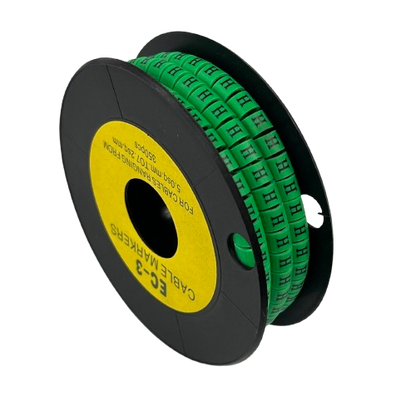 Spool of green cable markers Cable "H" Marker 5.0mm to 7.2mm Green for cable management and identification