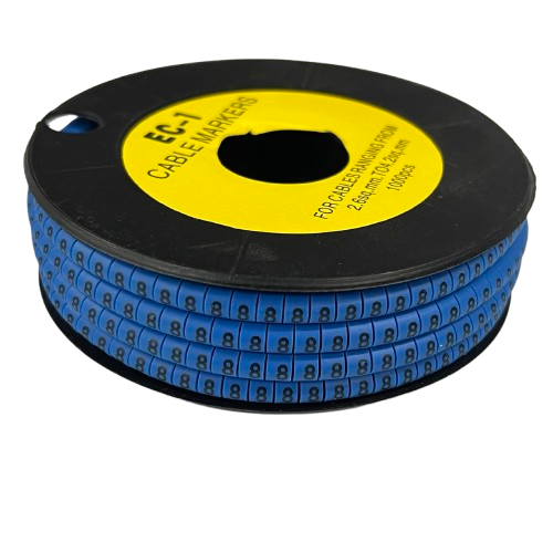 Spool of blue ring style cable markers with printed number 8 for wiring organization Cable Marker -8 Blue from China vendor