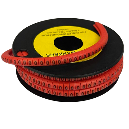 Grippes Cable Marker 0 Red spool of flexible red numbered sleeves with zeros for cable identification