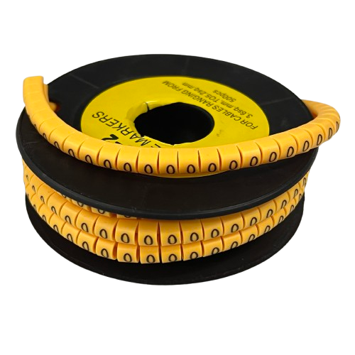 Grippes Cable Marker 0 - Yellow spool of snap on numeric cable markers for wire identification