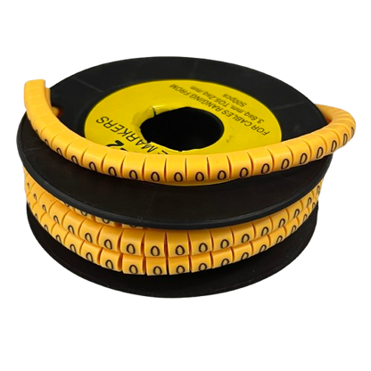 Grippes Cable Marker 0 - Yellow spool of snap on numeric cable markers for wire identification