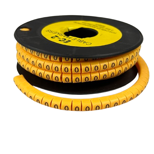 Grippes spool of Cable Marker 0 - Yellow flexible numbered cable markers on black reel for wire labeling