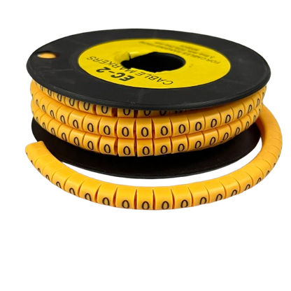 Grippes spool of Cable Marker 0 - Yellow flexible numbered cable markers on black reel for wire labeling