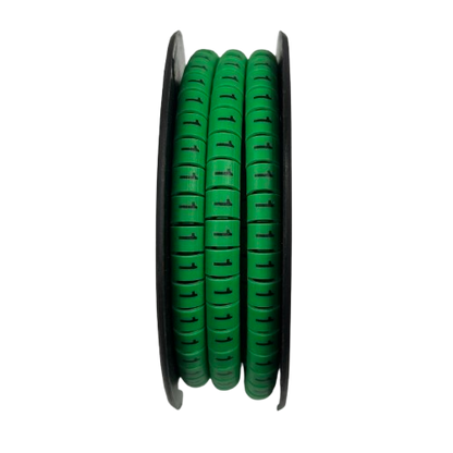 Spool of green snap on wire labels Cable Marker 1 Green for cable management and identification