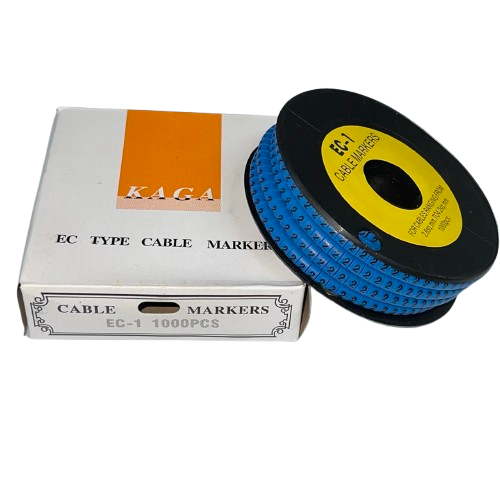 Cable Marker 2 Blue spool with white box EC type cable markers 1000pcs made in China for cable management