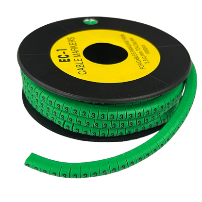 Grippes Cable marker 3 Green reel of segmented green cable markers printed with number 3 for labeling cables