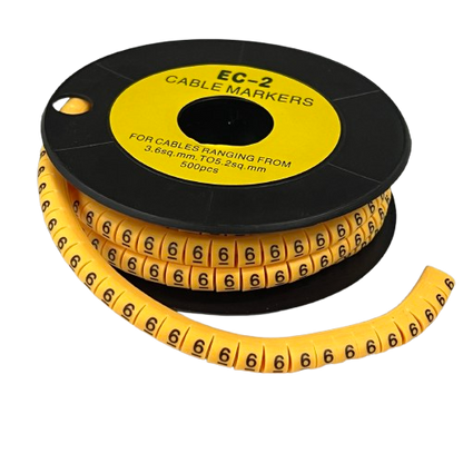 Grippes Cable Marker - 6 Yellow spool of flexible peel and snap number 6 cable identification markers