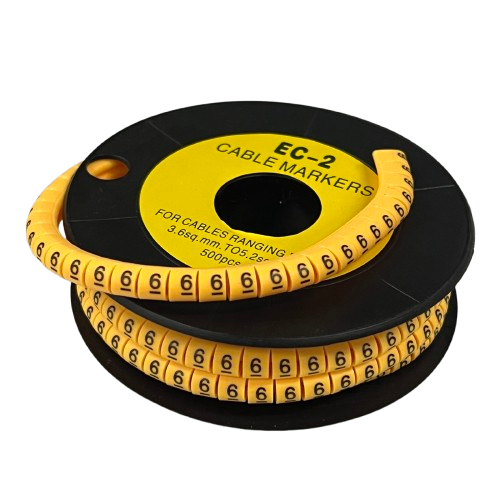 Grippes Cable Marker - 6 Yellow spool of numeric cable markers for labeling wires and organizing cables