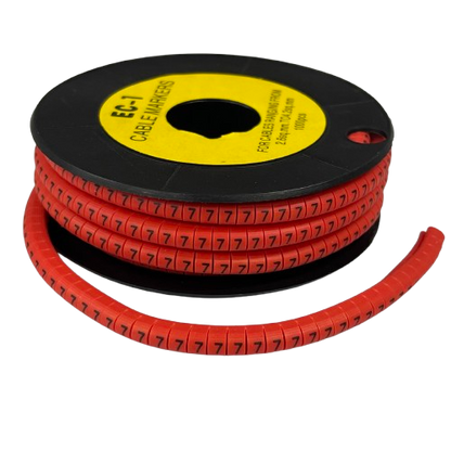 Grippes Cable Marker -7 Red spool of wraparound numbered markers for cable identification and organization