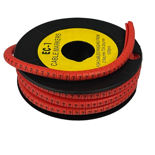 Grippes Cable Marker -7 Red spool of flexible numbered cable markers for wire labeling and cable management