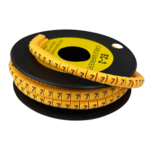 Grippes Cable Marker 7 Yellow spool of yellow numbered snap on cable markers for wire identification