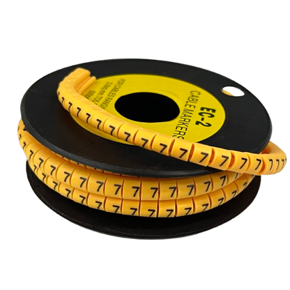 Grippes Cable Marker 7 Yellow spool of yellow numbered snap on cable markers for wire identification
