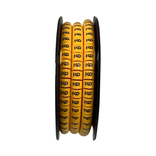 Grippes Cable Marker 9 - Yellow reel of round numeric cable markers on spool for wire identification